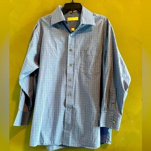 Michael Kors Men’s blue striped button down Oxford Size S